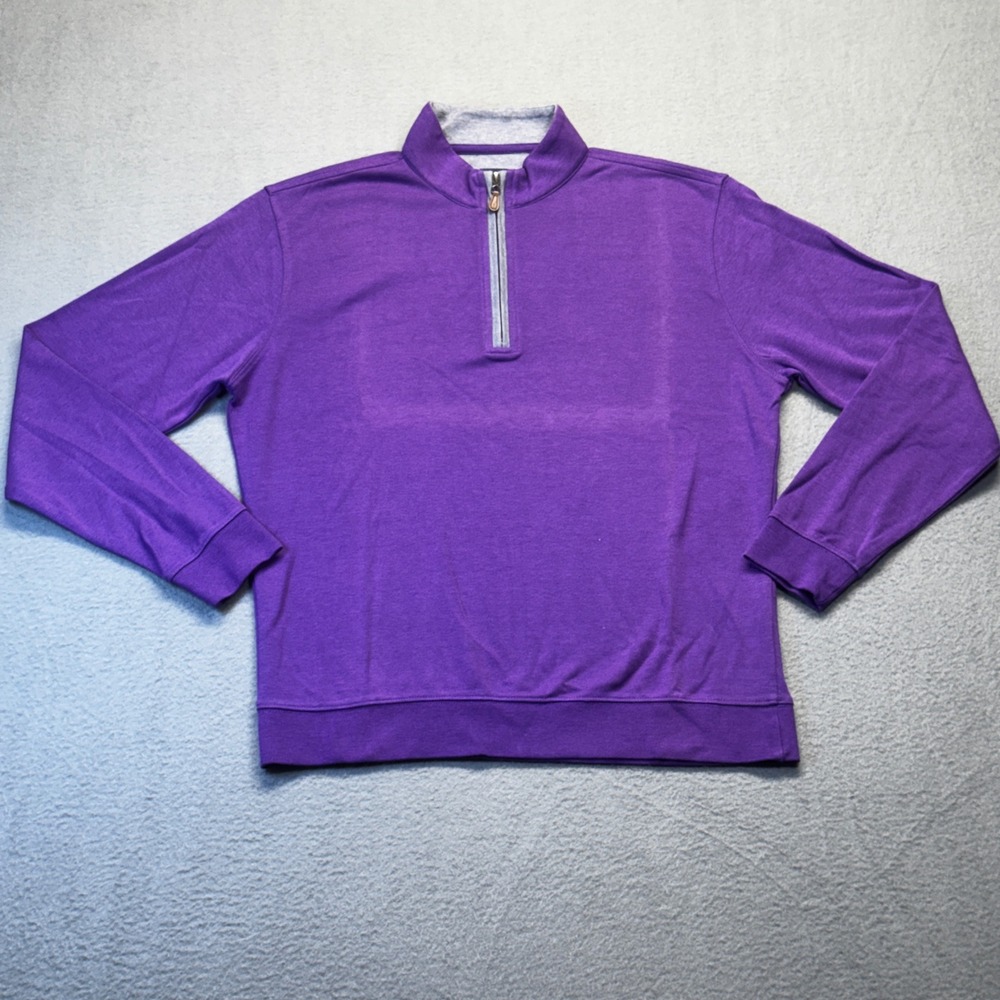 Johnnie-O Mens 1/4 Zip Pullover Medium Purple Cotton Lyocell JMKO1460 Sweater